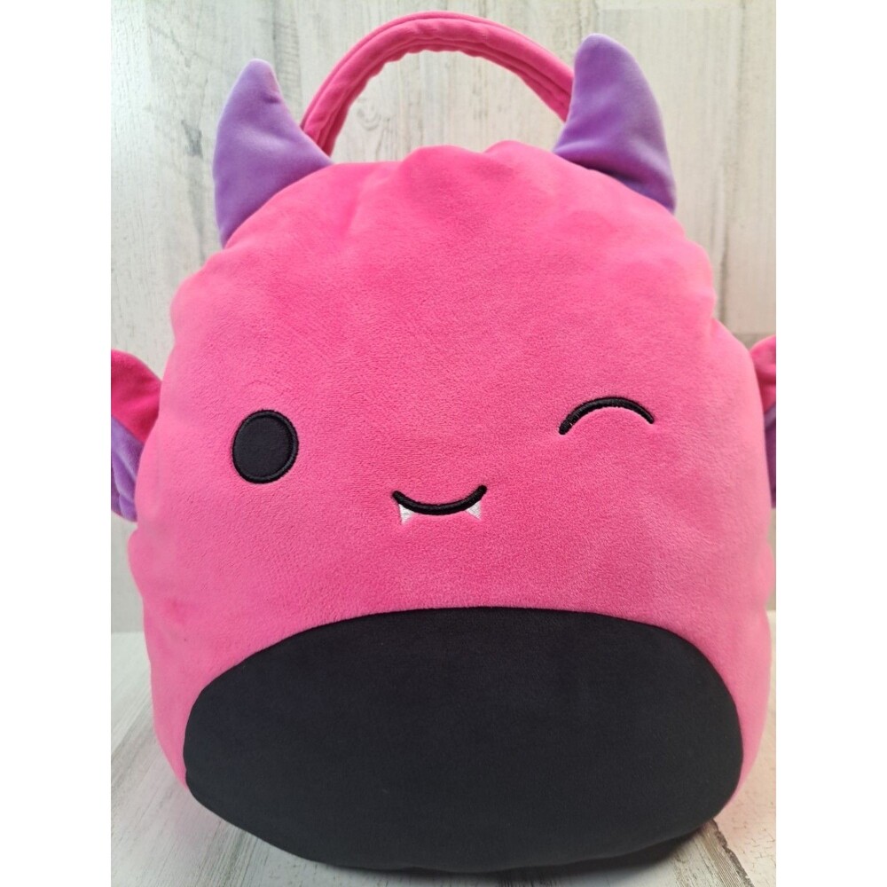Squishmallows Plush Wakisha The Pink Devil Bat 16” Treat Pail Easter Basket Gift - Picture 2 of 11